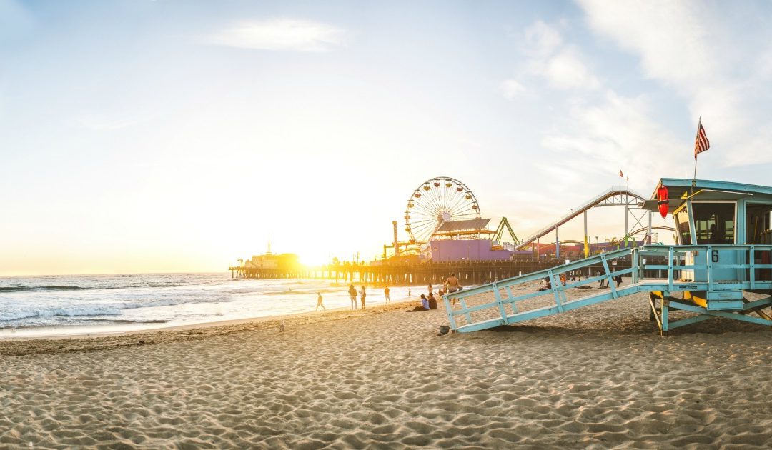 Santa Monica pier at sunset, Los Angeles